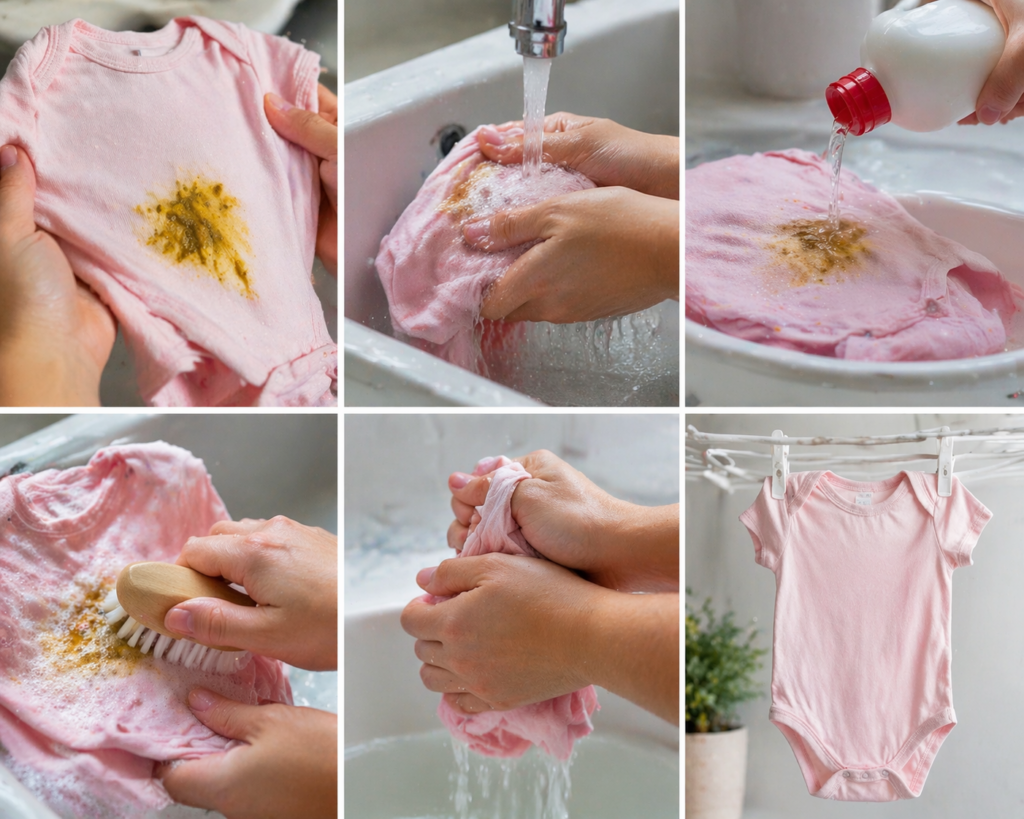 How to clean baby poop off clothing
