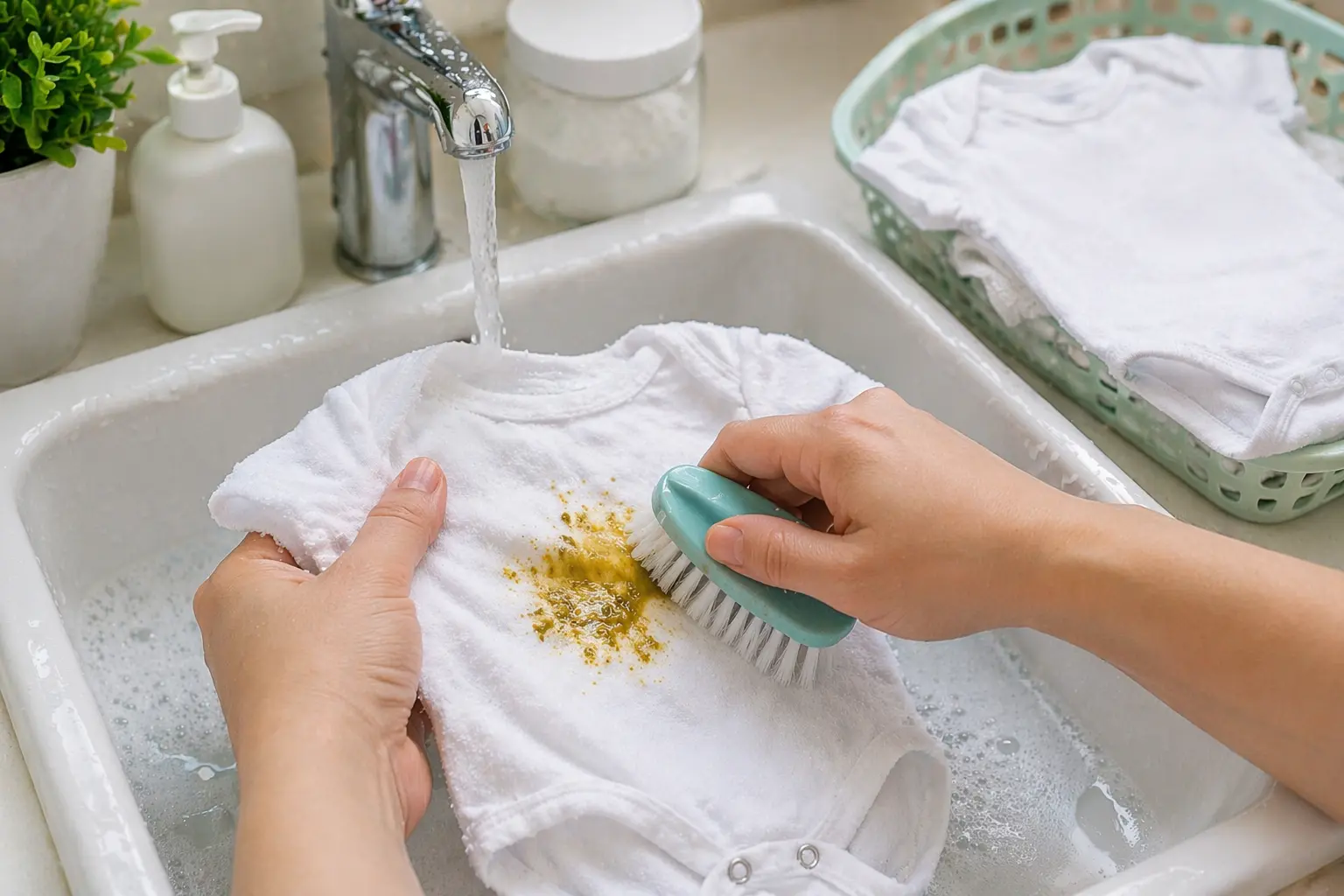 How to clean baby poop off clothing