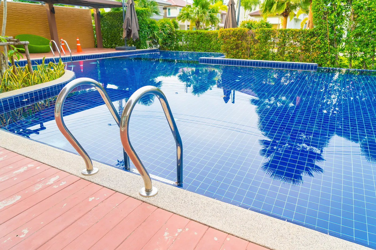 Steps into a luxury swimming pool